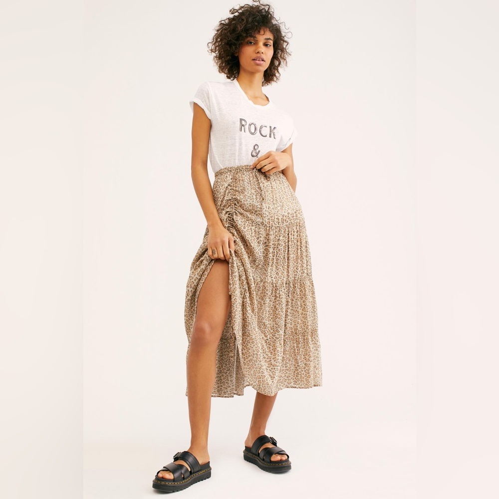 Spell Designs Frankie peasant skirt in Cheetah size small